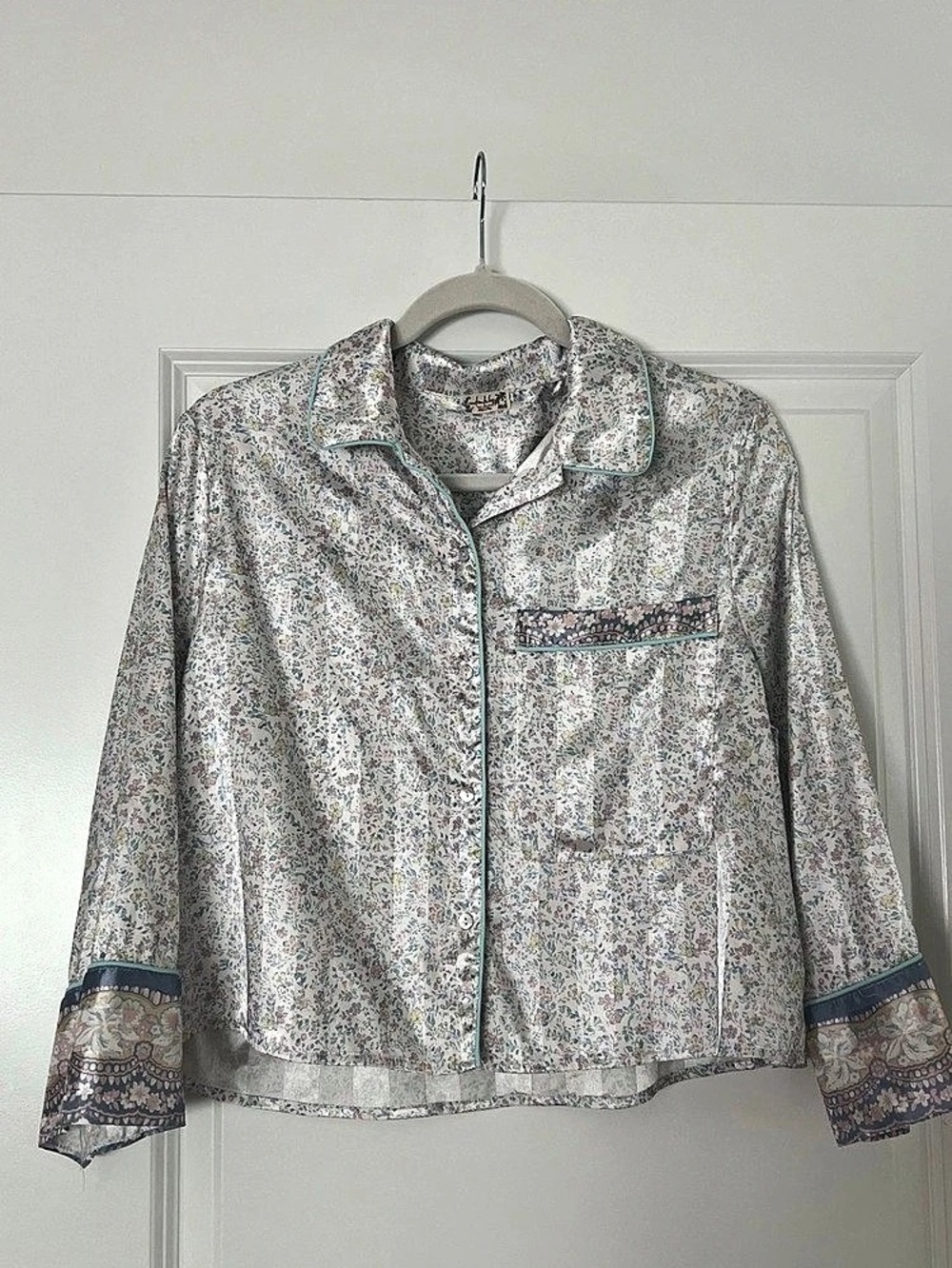Free People Floral Pajama Button Down Shirt Size Medium